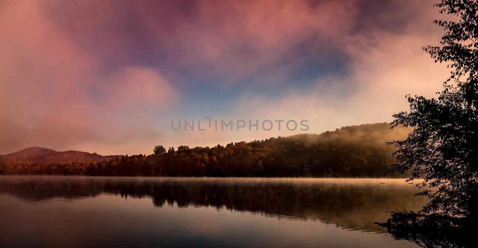 view of the Lac-Superieur, in Laurentides, Mont-tremblant, Quebec, Canada