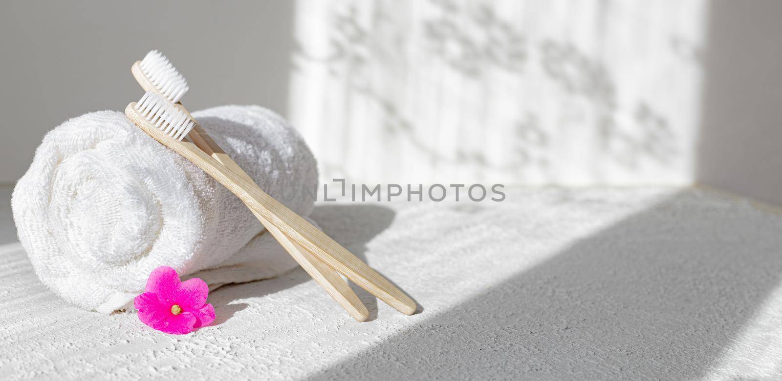 Bamboo brushes and towels . Light and shadows. Spa treatments. Concern for the environment . Bath treatments. Article about the spa . by alenka2194