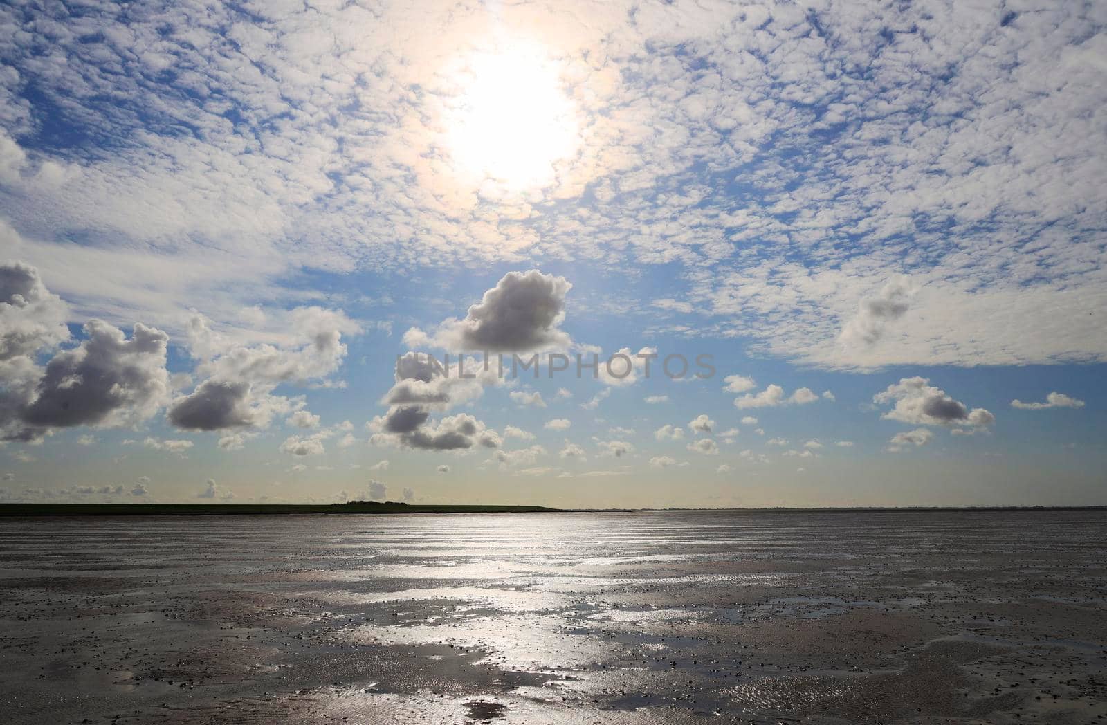 The Wadden Sea National Park near the Peninsula Nordstrand, Germany, Europe