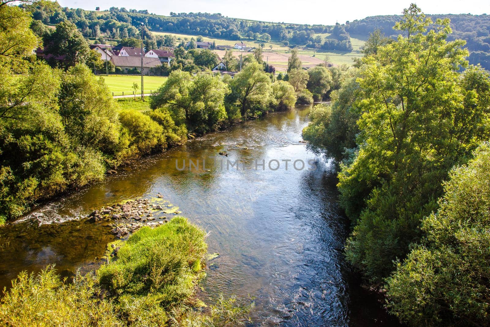 The River Jagst in Hohenlohe, Baden-Württemberg, Germany by Weltblick