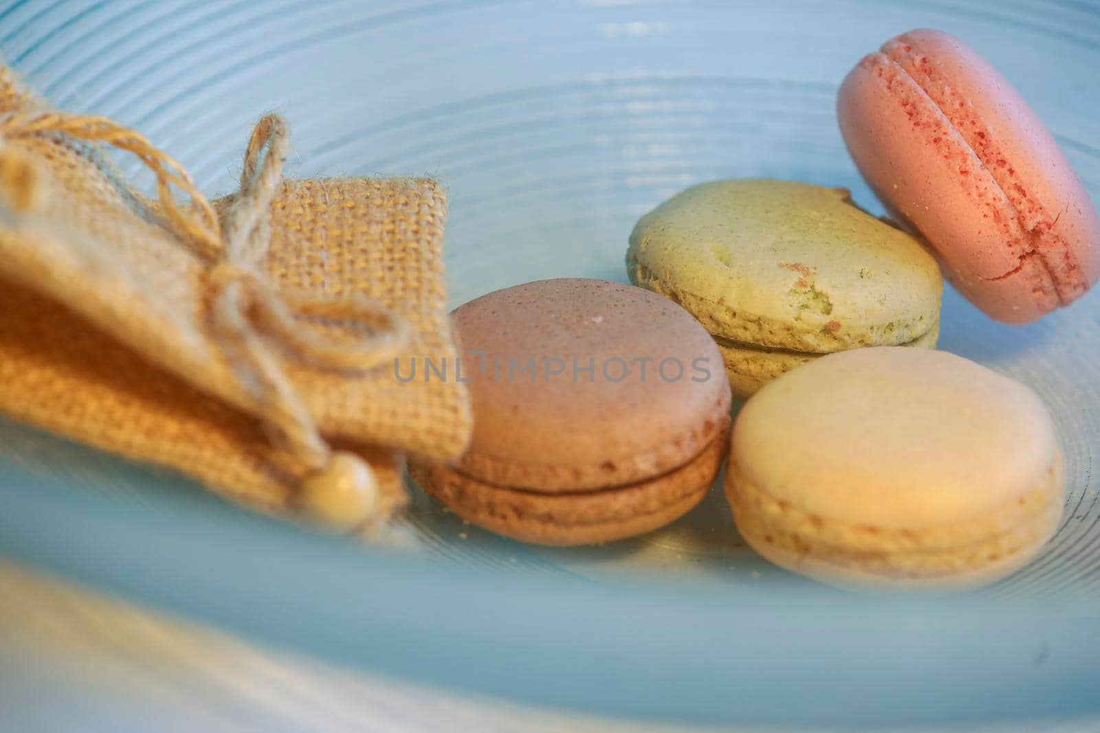 Macarons in different colours on a background  by Weltblick