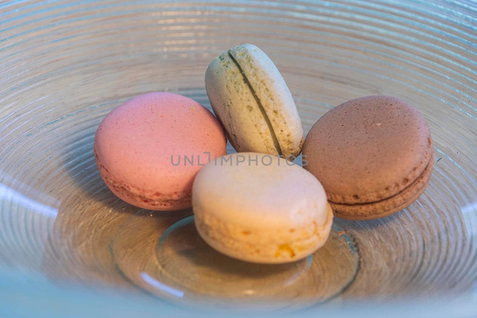 Macarons in different colours on a background  by Weltblick