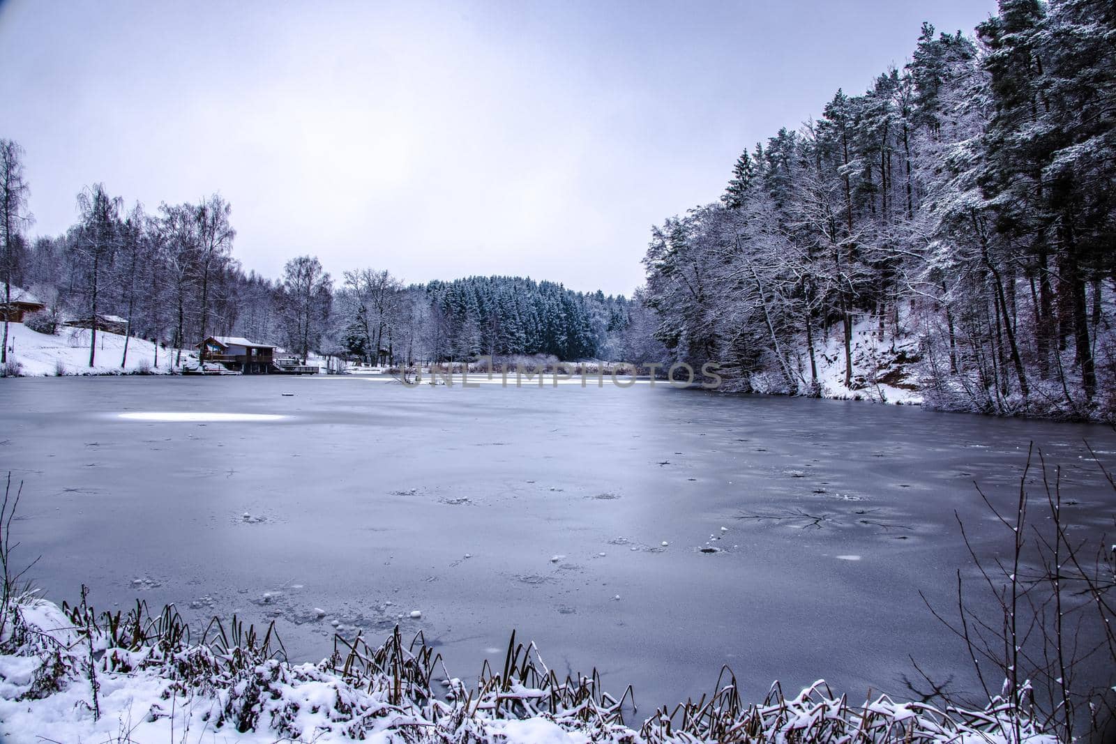 The Lake Finsterroter See in Wüstenrot, Baden-Württemberg, Germany