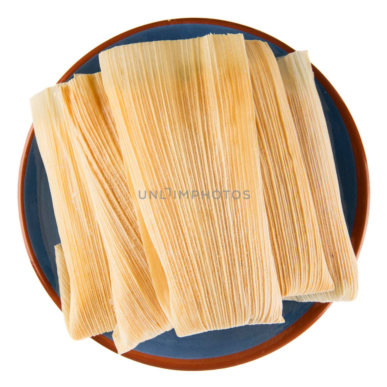 Tamales on Blue Plate Isolated by charlotteLake