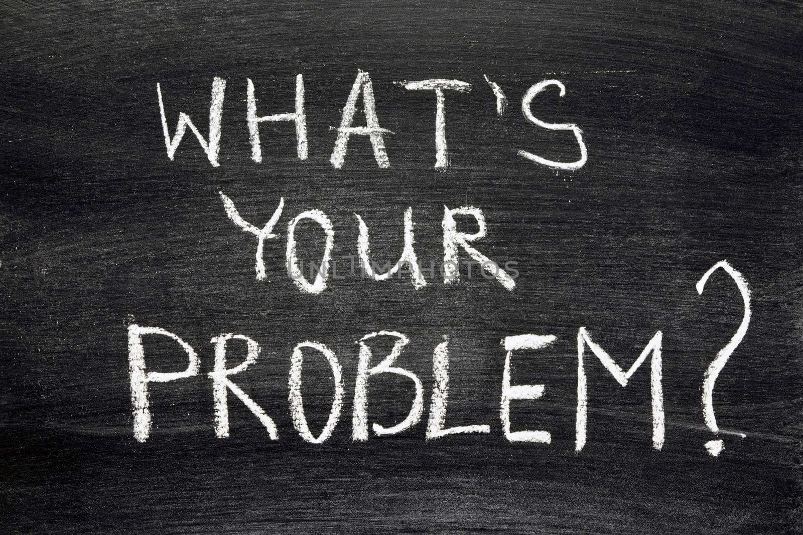 what's your problem question? handwritten on school blackboard