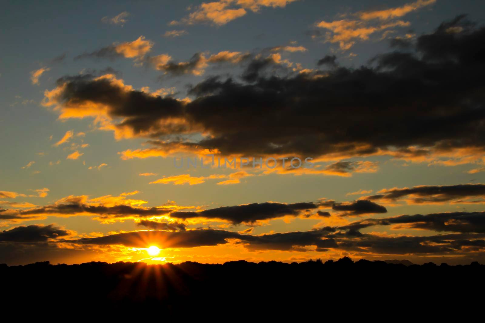 Clouds and lovely sky at Sunset in Alicante in winter