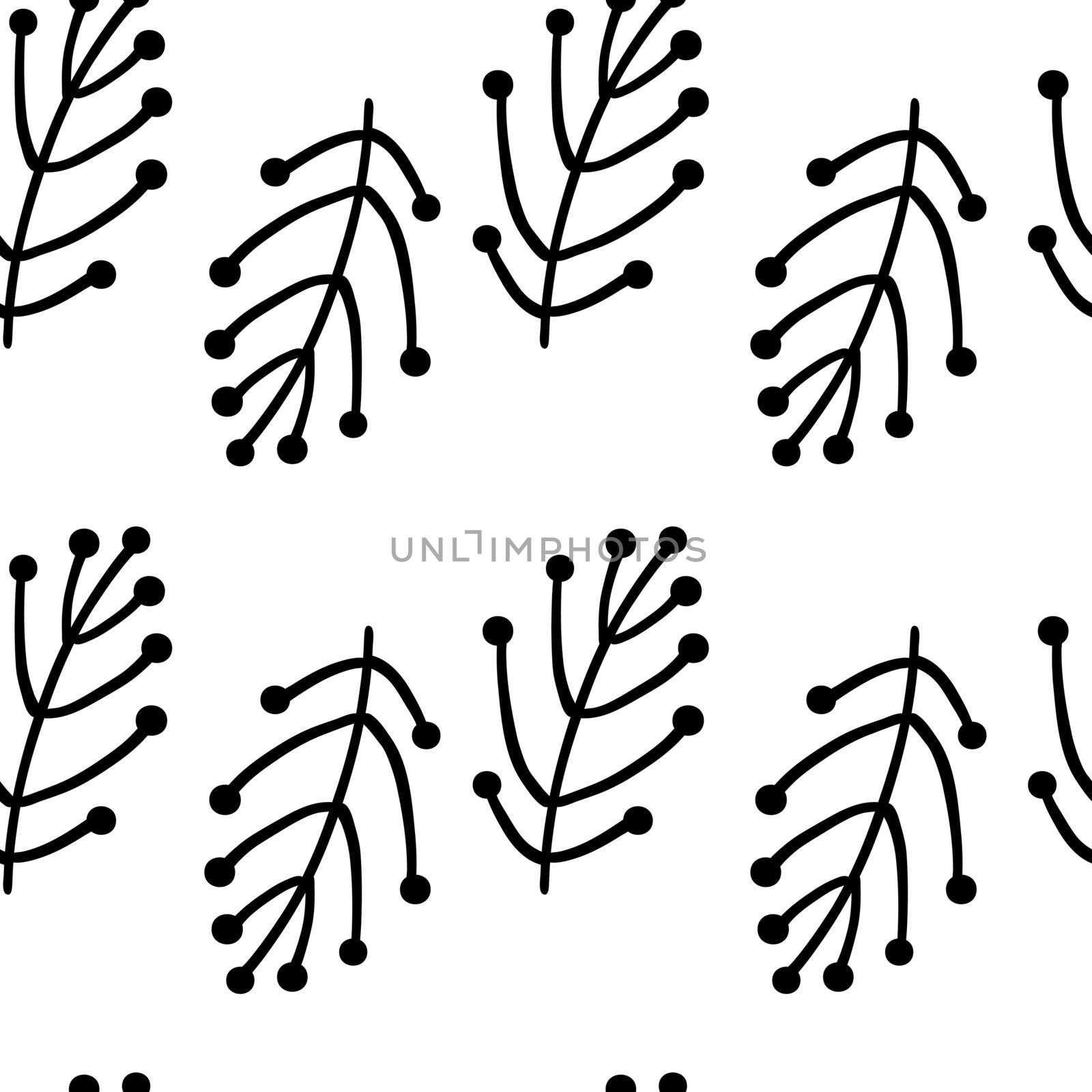 Floral hand drawn doodle seamless pattern. Vector monochrome repeating print for textile design by Elena_Garder