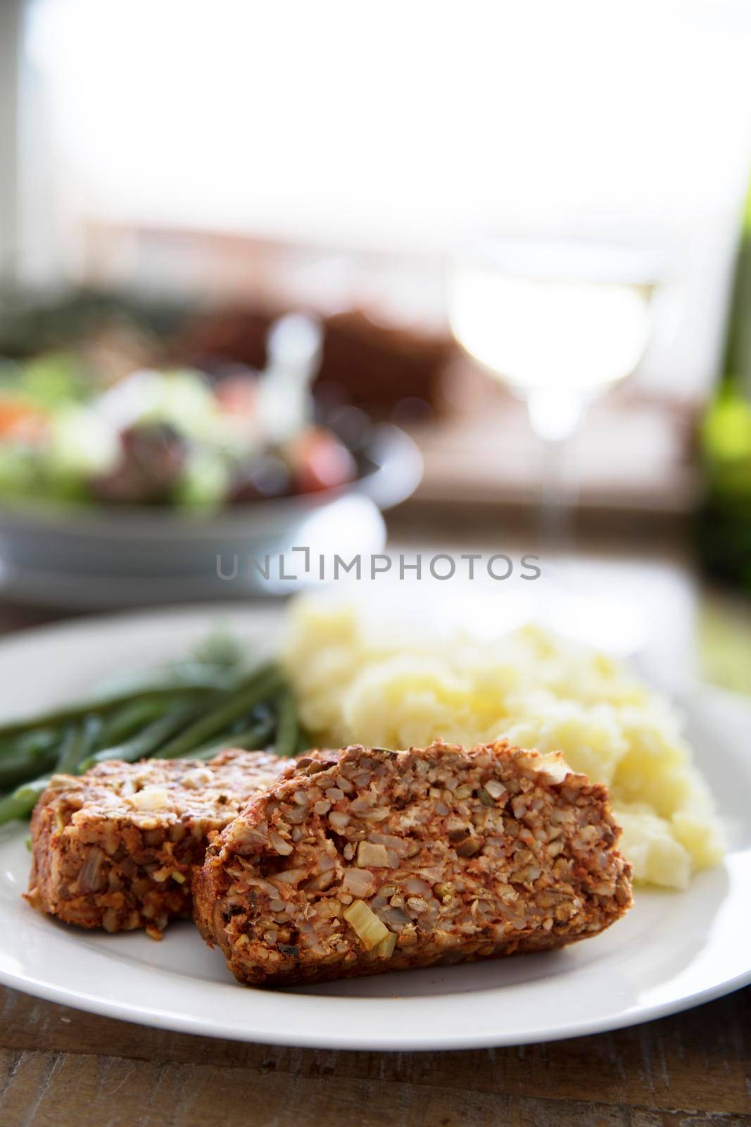 Lentil Loaf Dinner Vertical. by charlotteLake