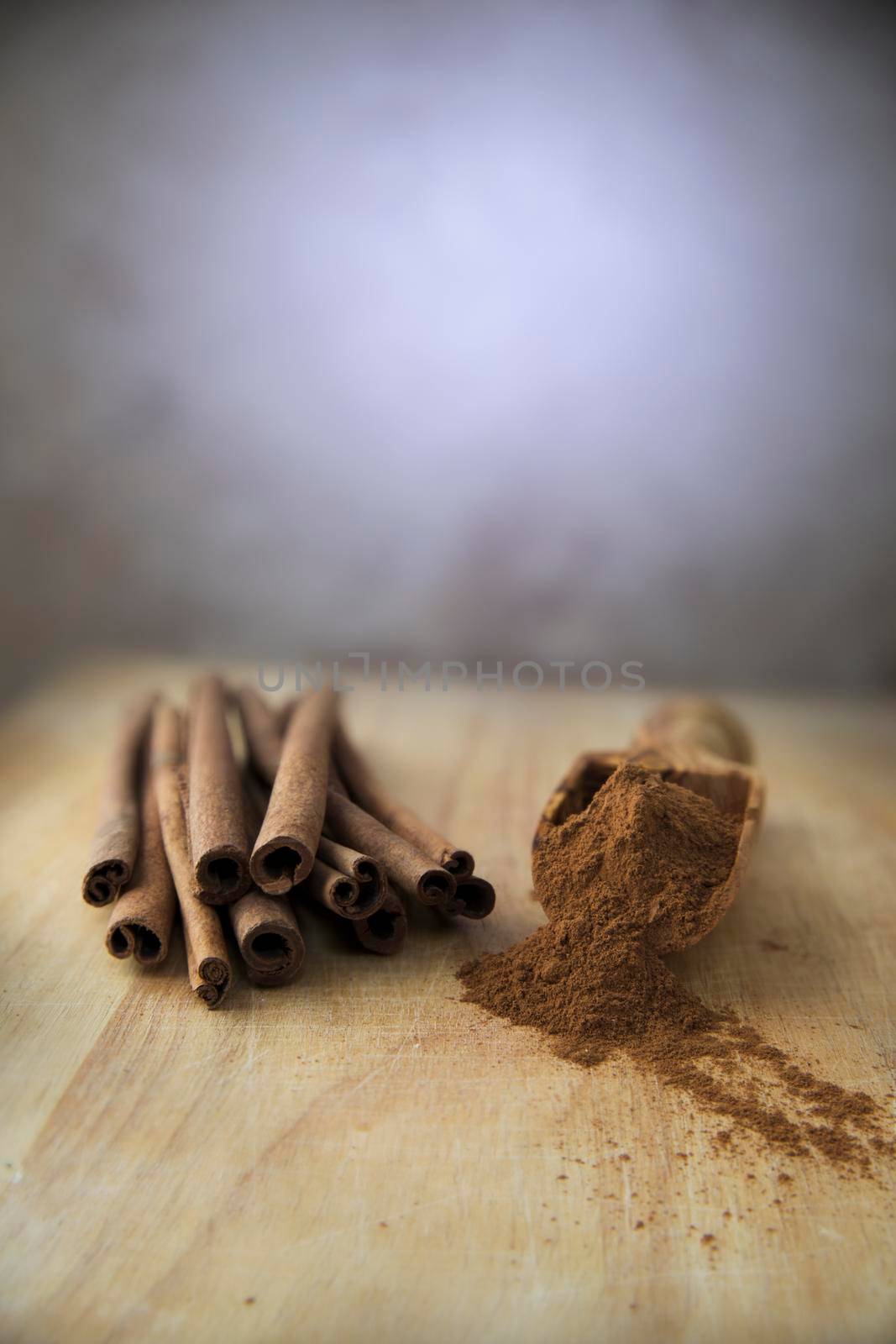 Cinnamon Powder and Sticks Vertical  by charlotteLake