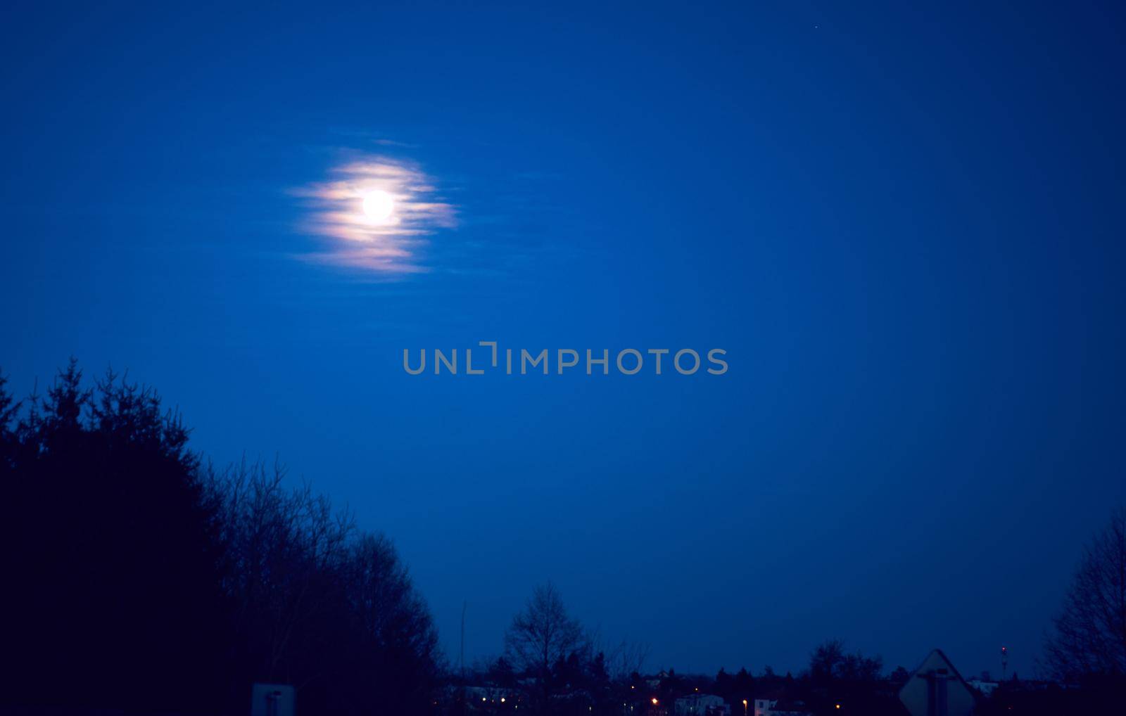 moon on night sky, blue hour by Jindrich_Blecha