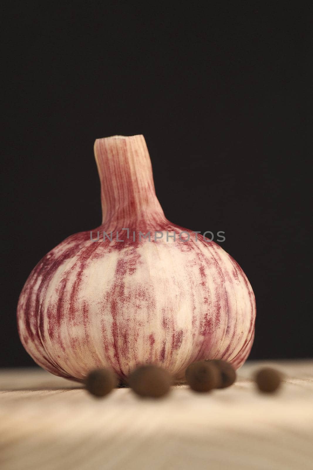 Fresh young garlic, isolated, close-up. Head of garlic. High quality photo