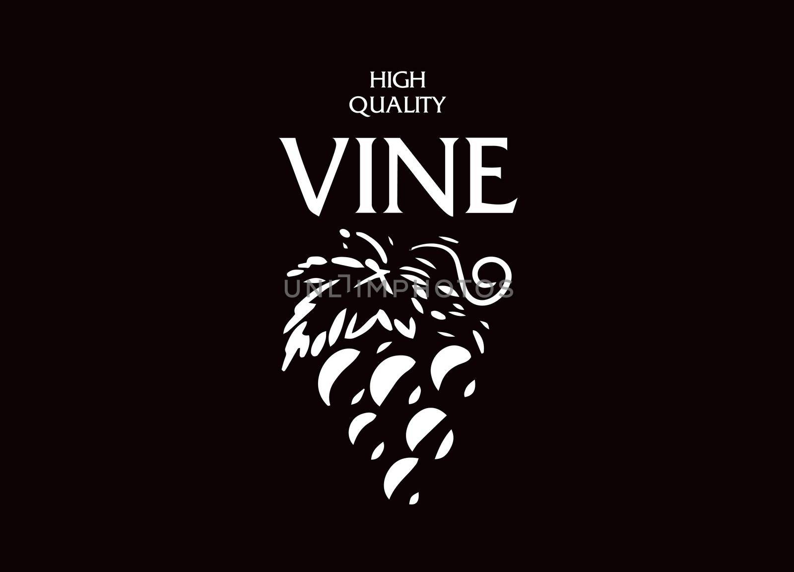 Vector logo drawn by hand. Bunch of grapes for making wine.