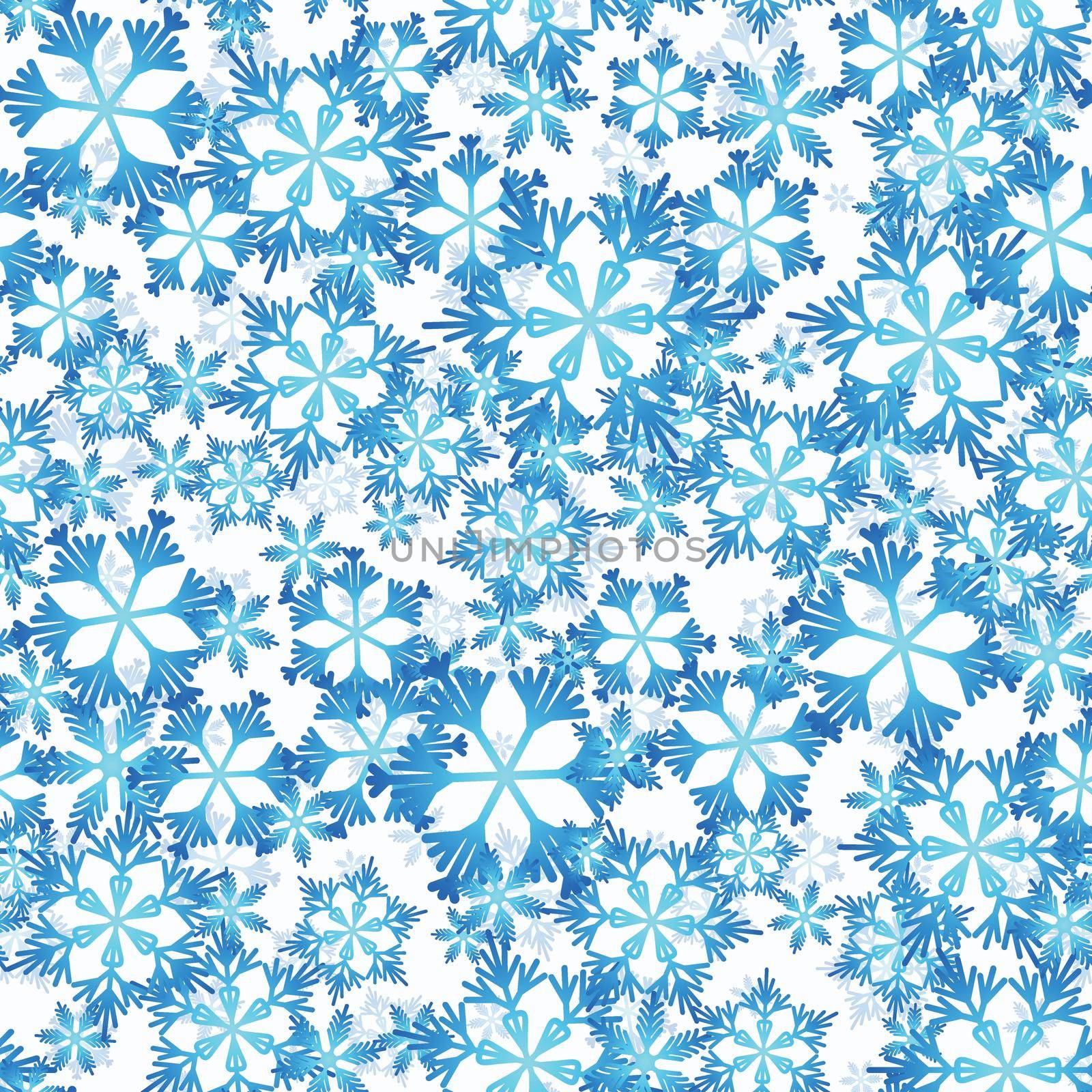 Winter seamless pattern with blue snowflakes on white background. Vector illustration for fabric, textile wallpaper, posters, gift wrapping paper. Christmas vector illustration. Falling snow.