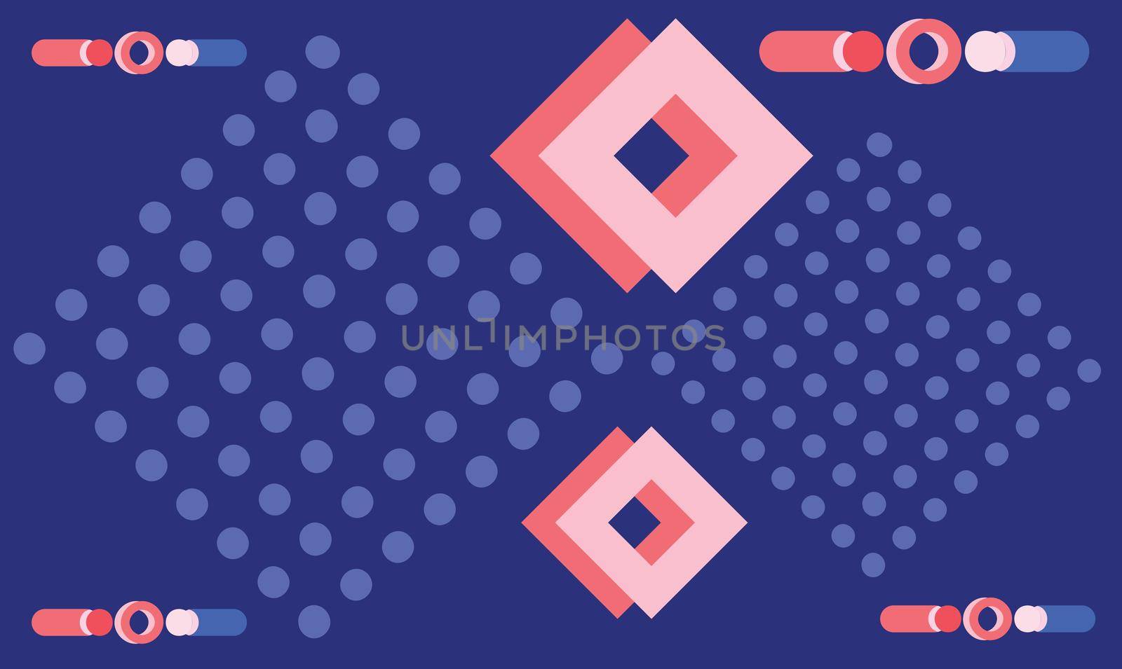 abstract design of box and circle on blue dotted background by aanavcreationsplus