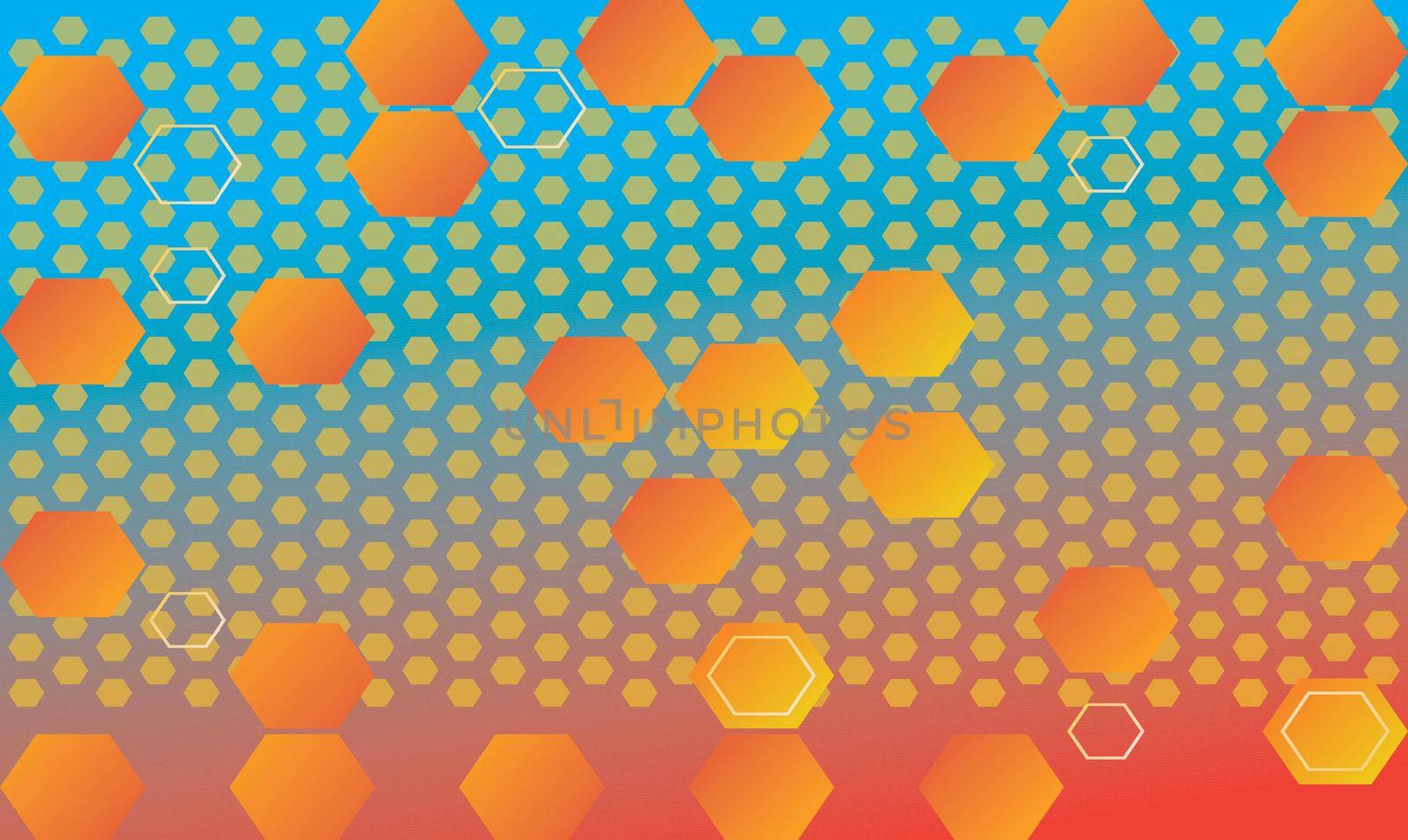 small hexagon on circle dotted background