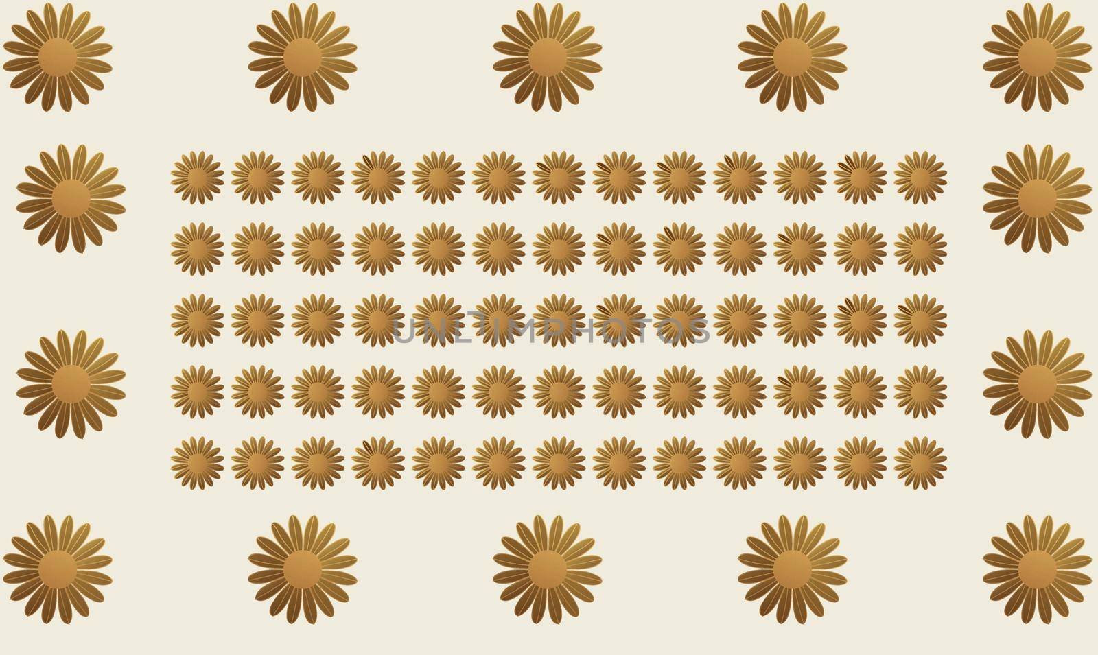 row of golden flower on abstract background