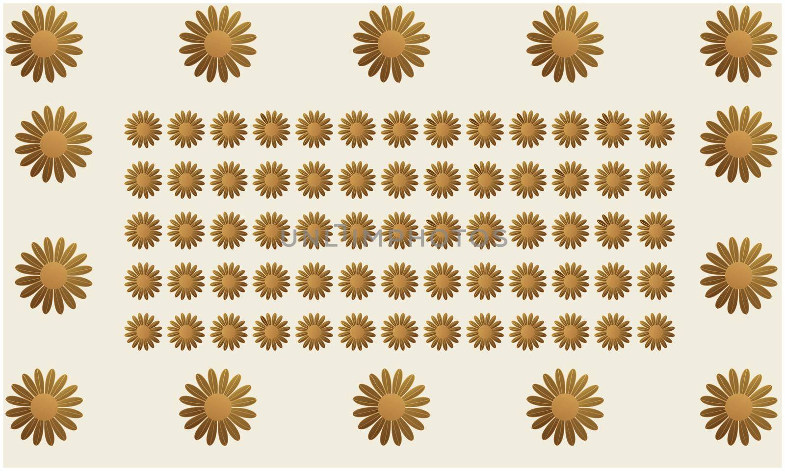 row of golden flower on abstract background