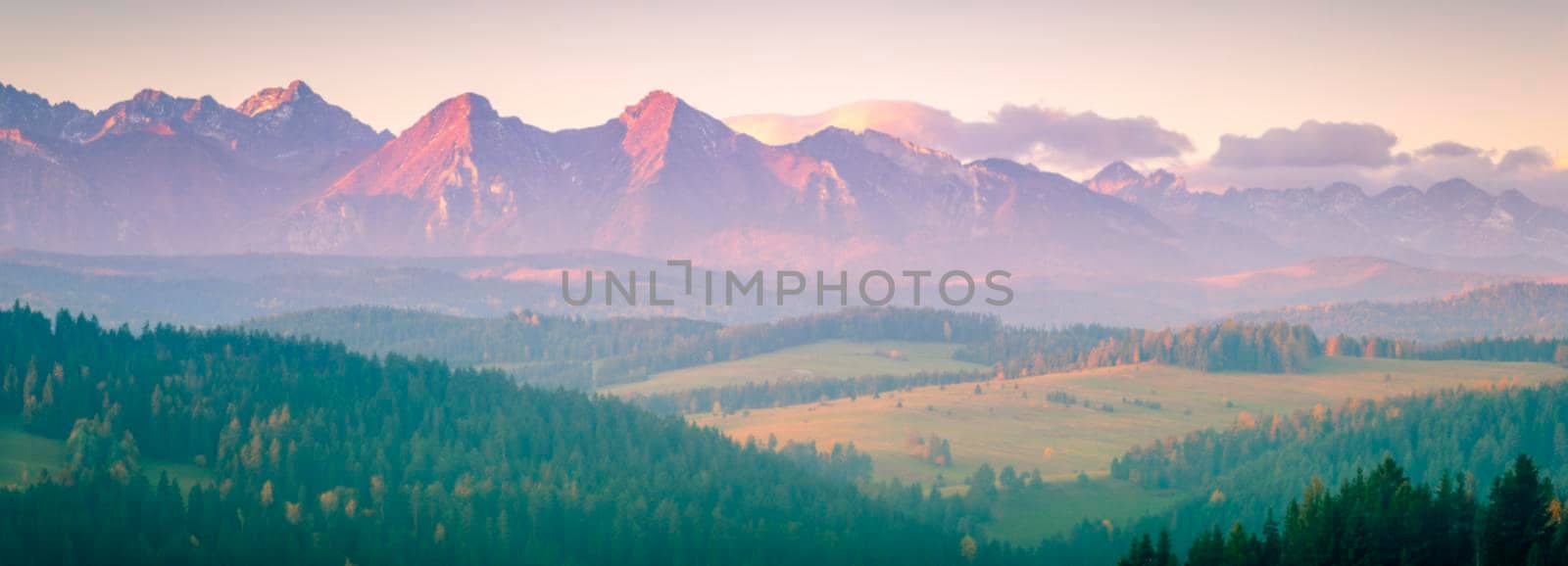 Tatra Mountains seen from Sromowce Wyzne. Niedzica, Lesser Poland, Poland.