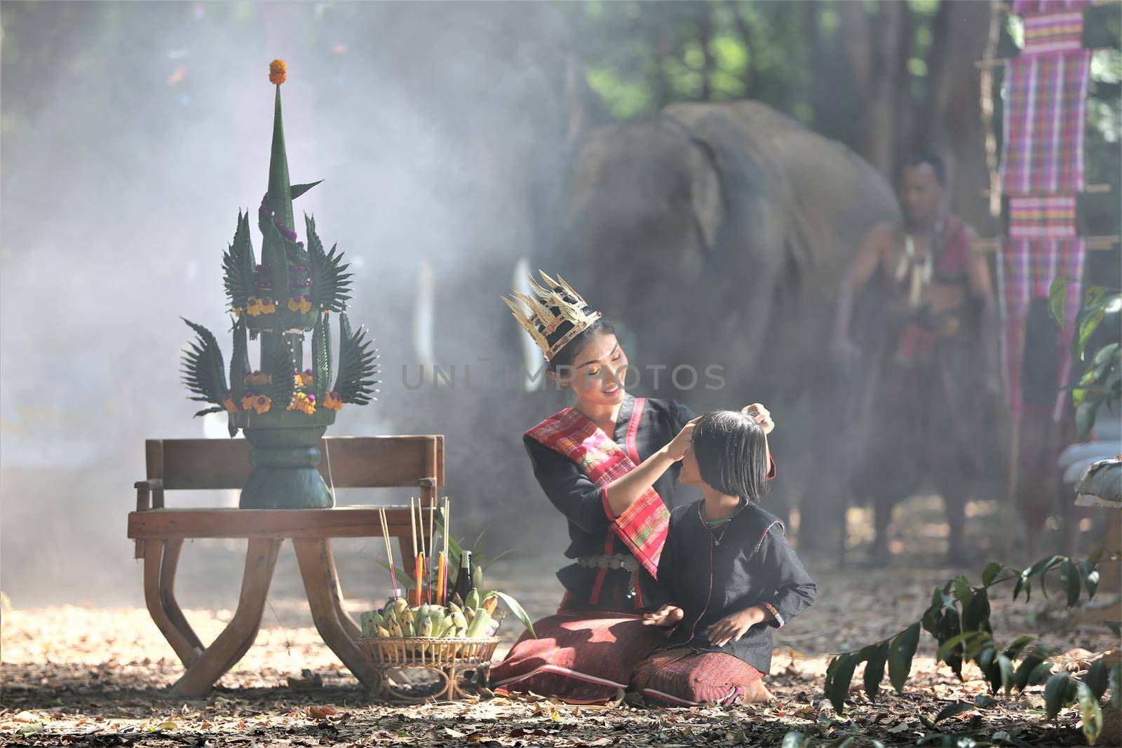 Elephant with Asian girl by chuanchai