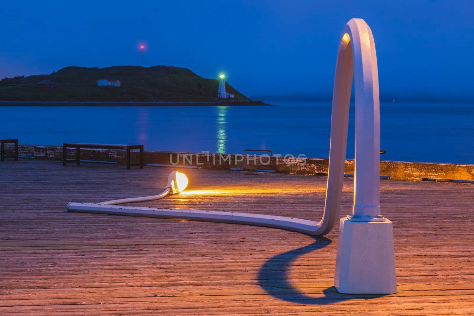 Lighthouse in Halifax, Nova Scotia - seen at night. Halifax, Nova Scotia, Canada.