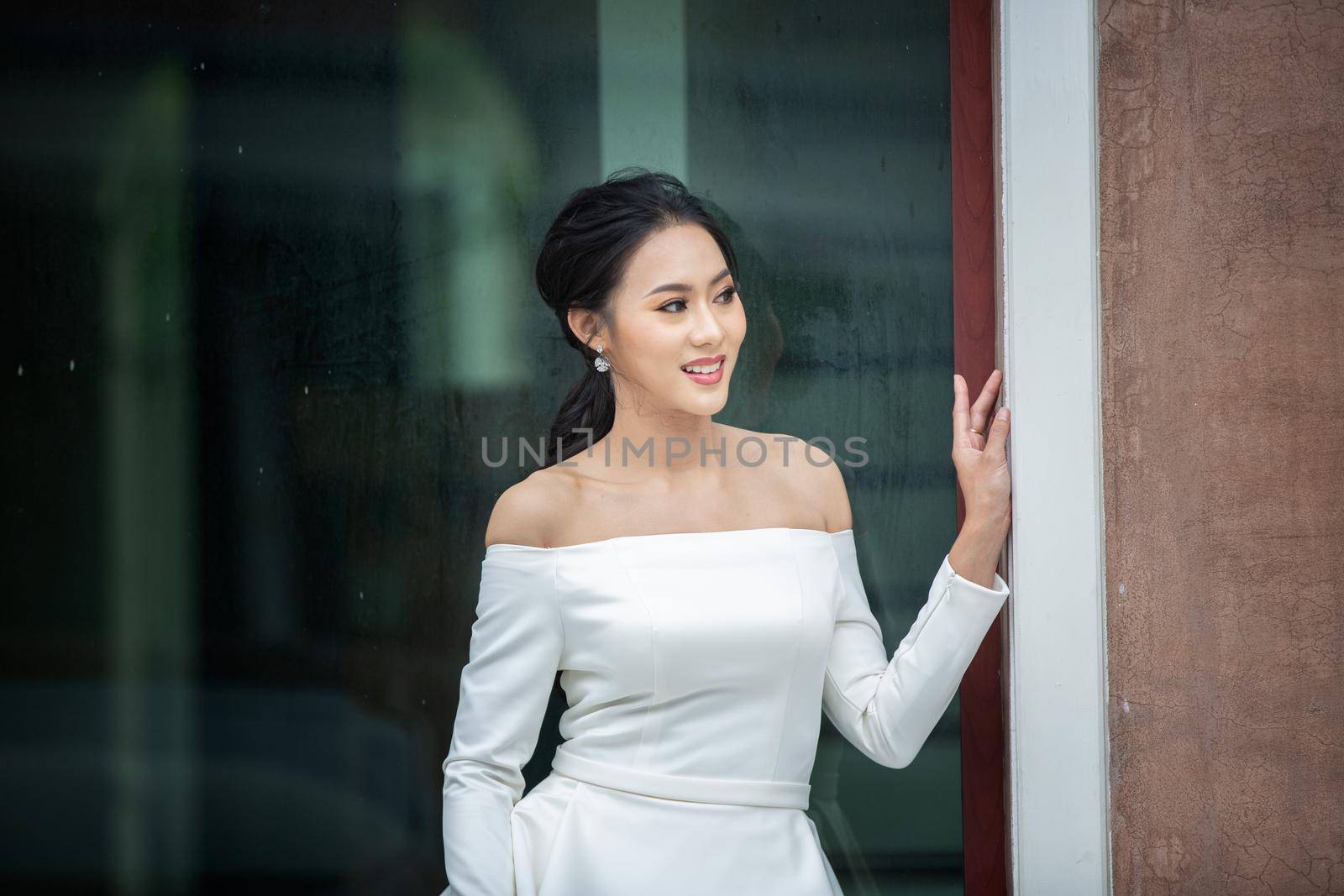 Portrait of real women with fashion hairstyle white cloth standing on street, Young millennial hipster stylish diverse women, real women, empowerment women for women's day concept