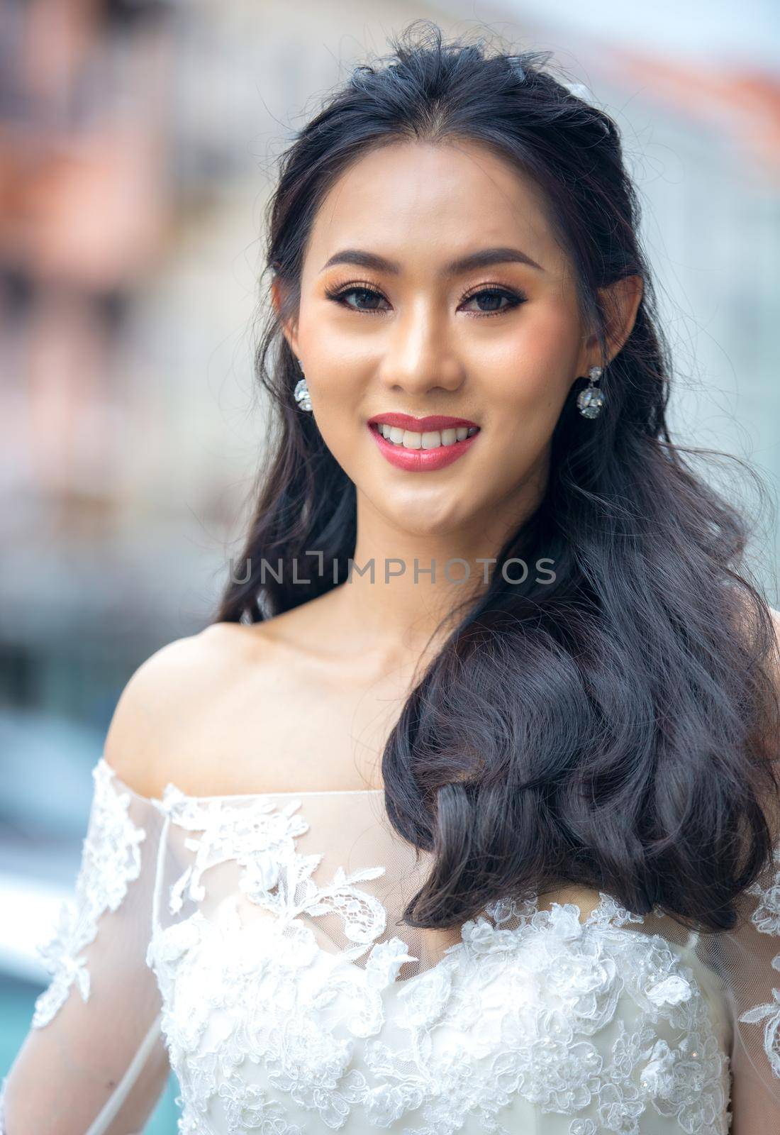 Portrait of real women with fashion hairstyle white cloth standing on street, Young millennial hipster stylish diverse women, real women, empowerment women for women's day concept by chuanchai