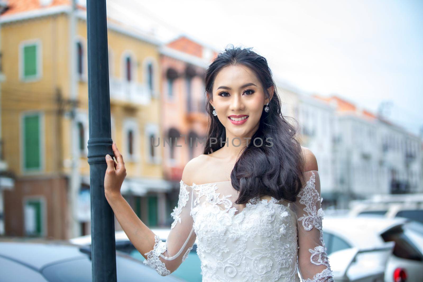 Portrait of real women with fashion hairstyle white cloth standing on street, Young millennial hipster stylish diverse women, real women, empowerment women for women's day concept