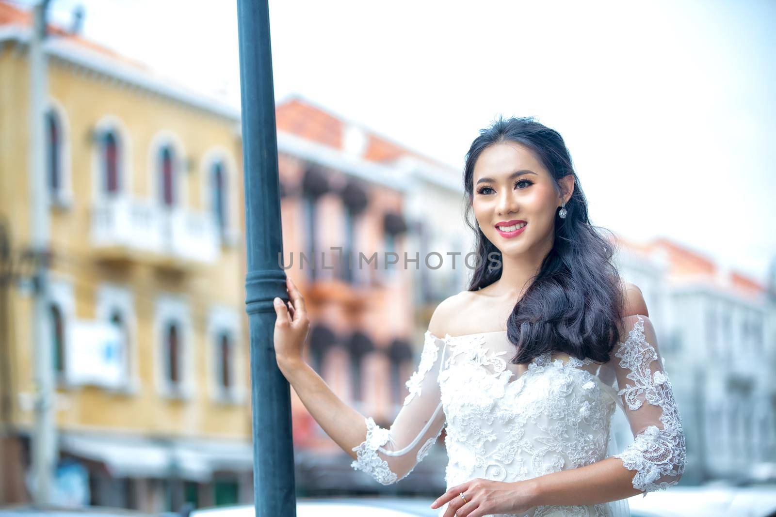 Portrait of real women with fashion hairstyle white cloth standing on street, Young millennial hipster stylish diverse women, real women, empowerment women for women's day concept