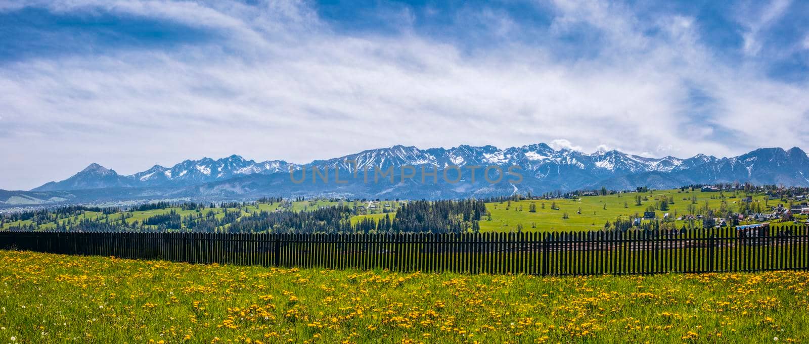 Tatra Mountains seen from Zab. Zakopane, Lesser Poland, Poland.