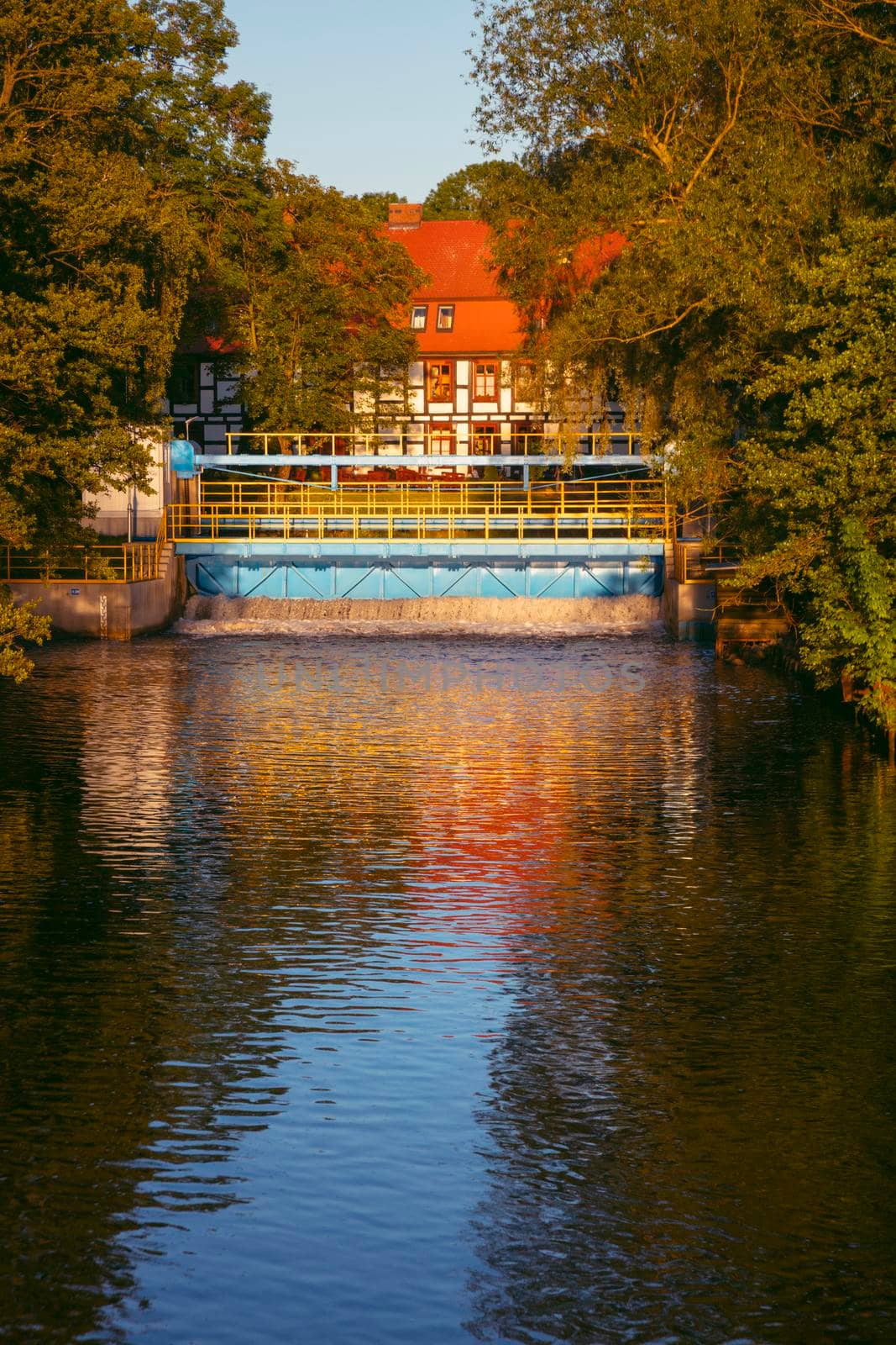 Wieprza River in Darlowo. Darlowo, West Pomerania, Poland.