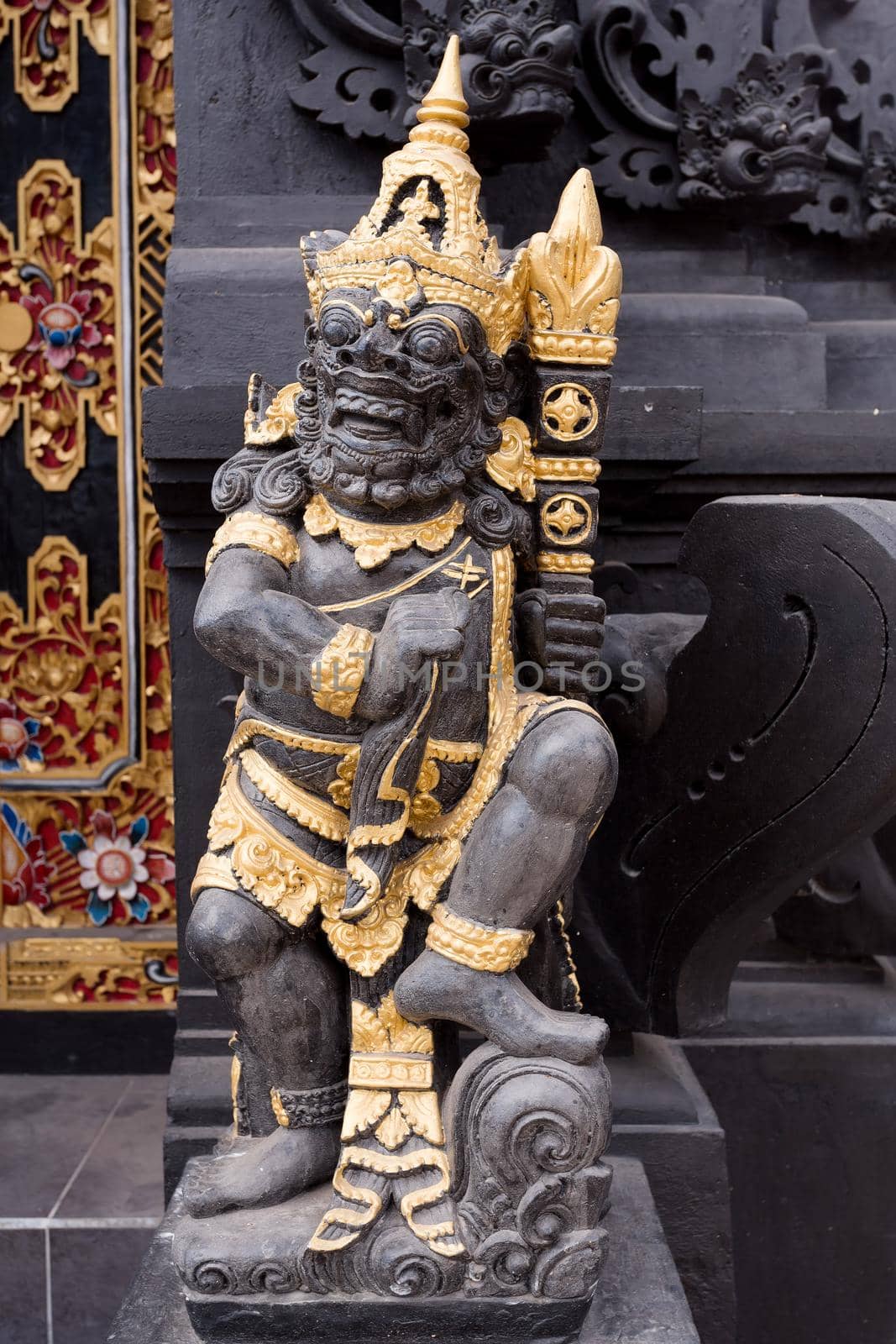 statue on entry to Hindu Temple near village Kampung Toyapakeh in Nusa Penida island, Bali, Indonesia