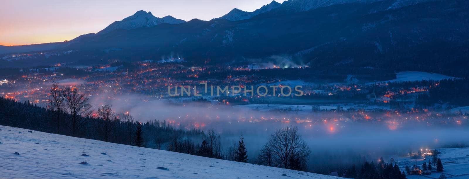 Winter panorama of Zakopane by benkrut