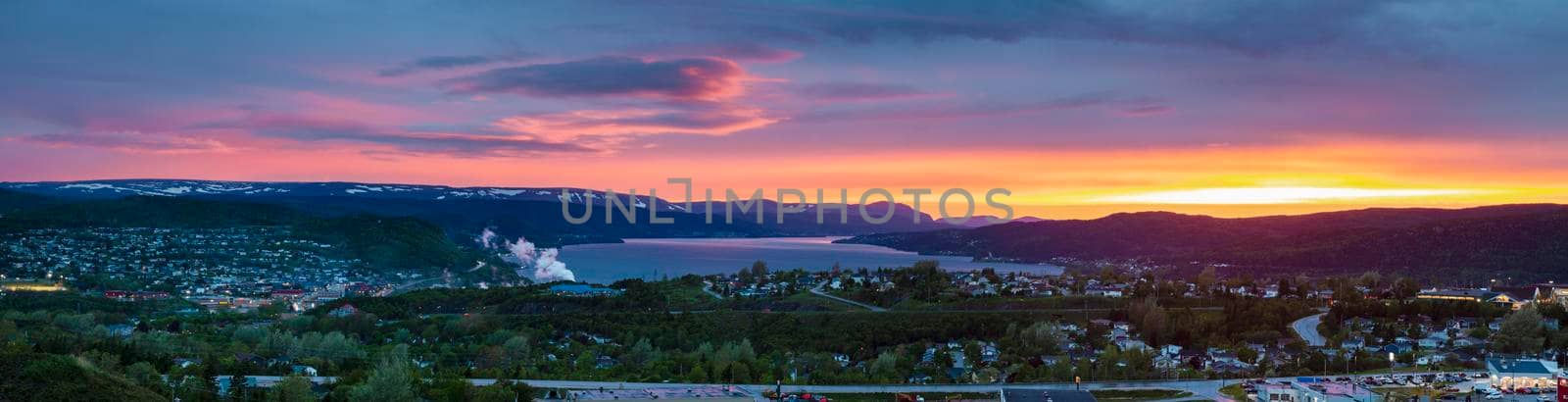 Corner Brook at sunset. Corner Brook, Newfoundland and Labrador, Canada.