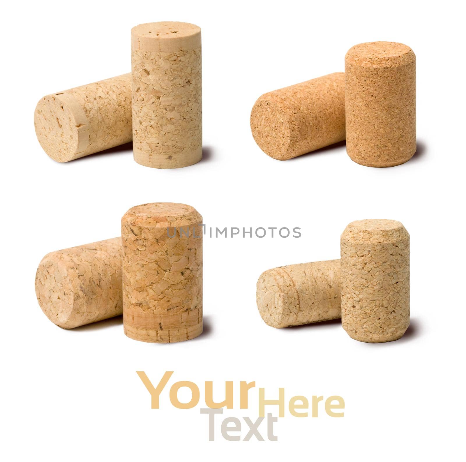 wine corks set  isolated on white