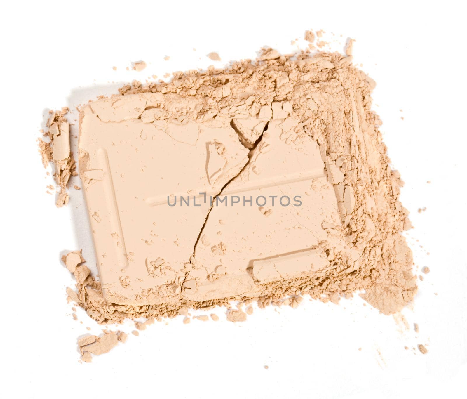 close up of a make up powder on white background