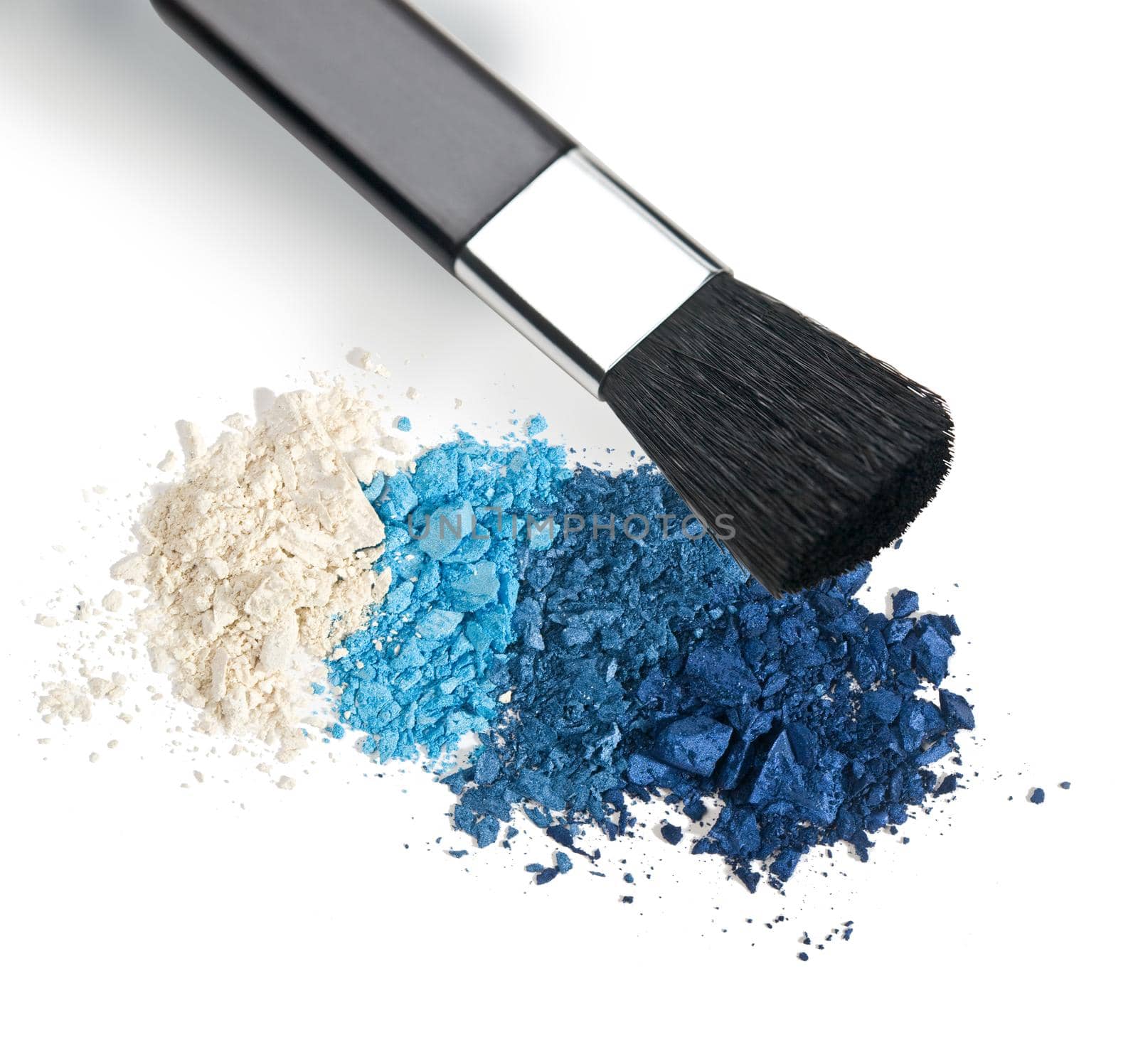 Make-up brush with colorful crushed eyeshadows