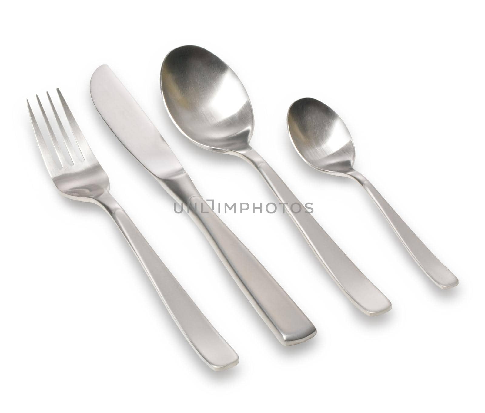 Fork spoon and knife isolated on white background. keeping path