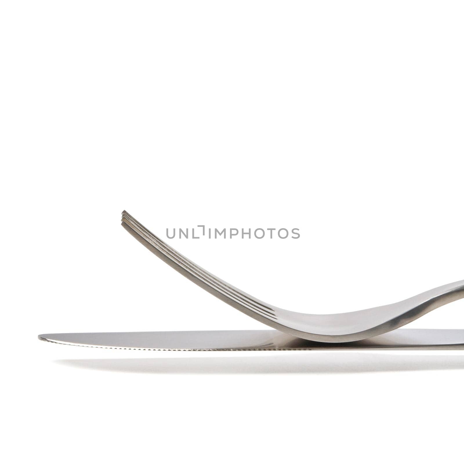 cutlery set close-up on white background isolated