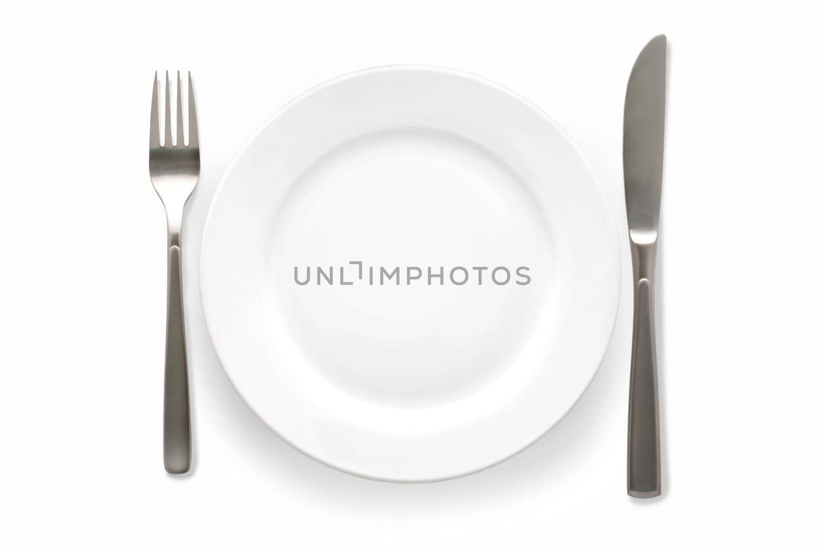 Cutlery Set with plate. On white background