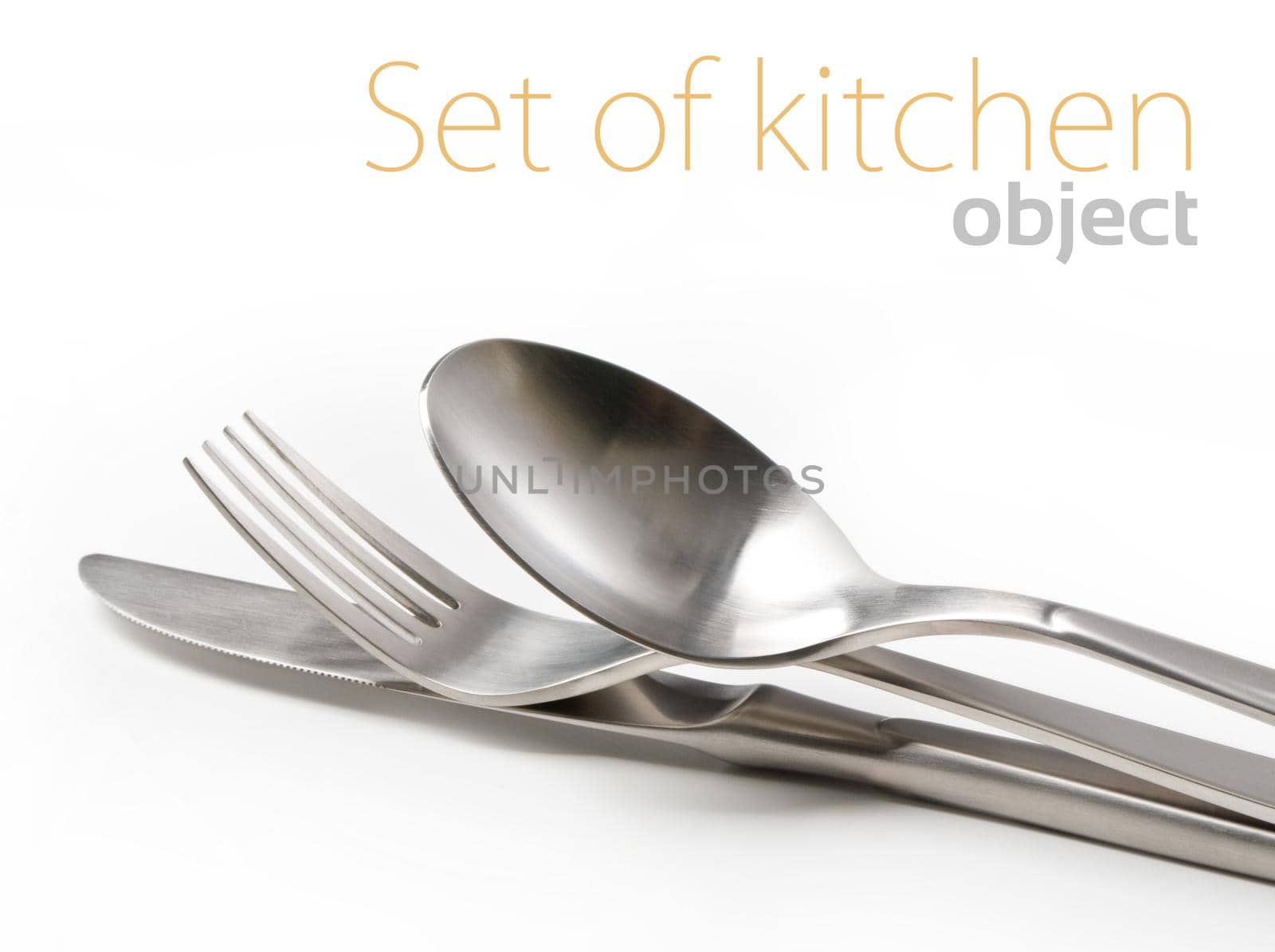 Fork and knife  in elegant setting with copyspace