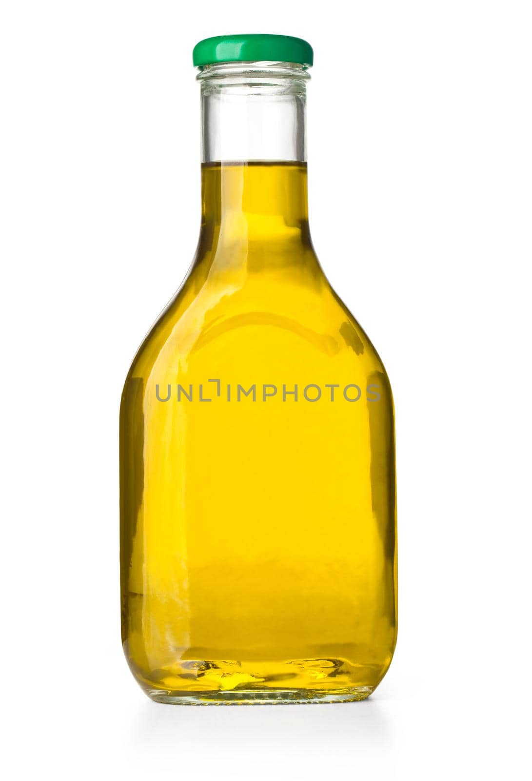 olive oil square bottle isolated on white background