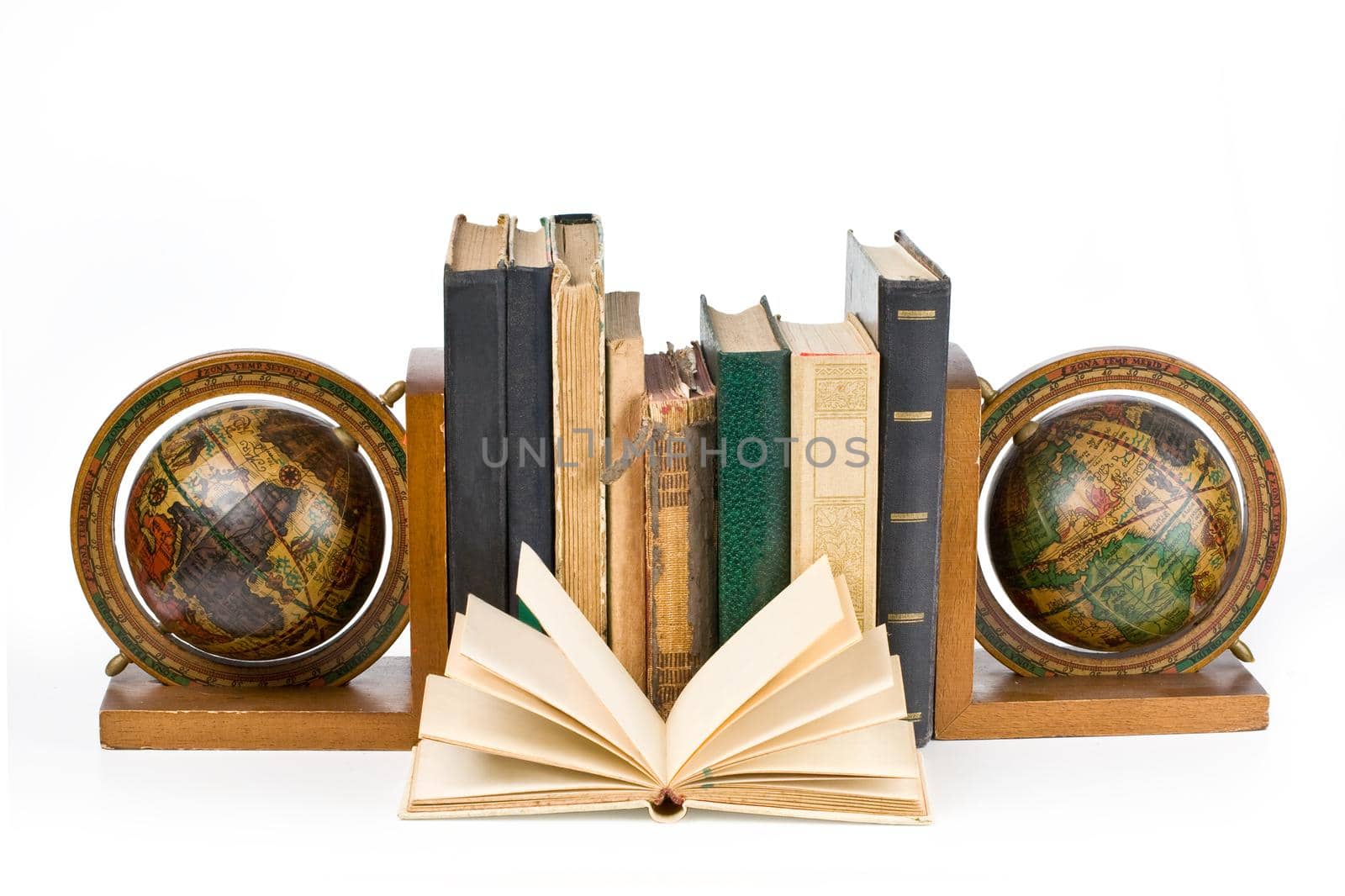 books in a row, isolated on white background. With clipping path