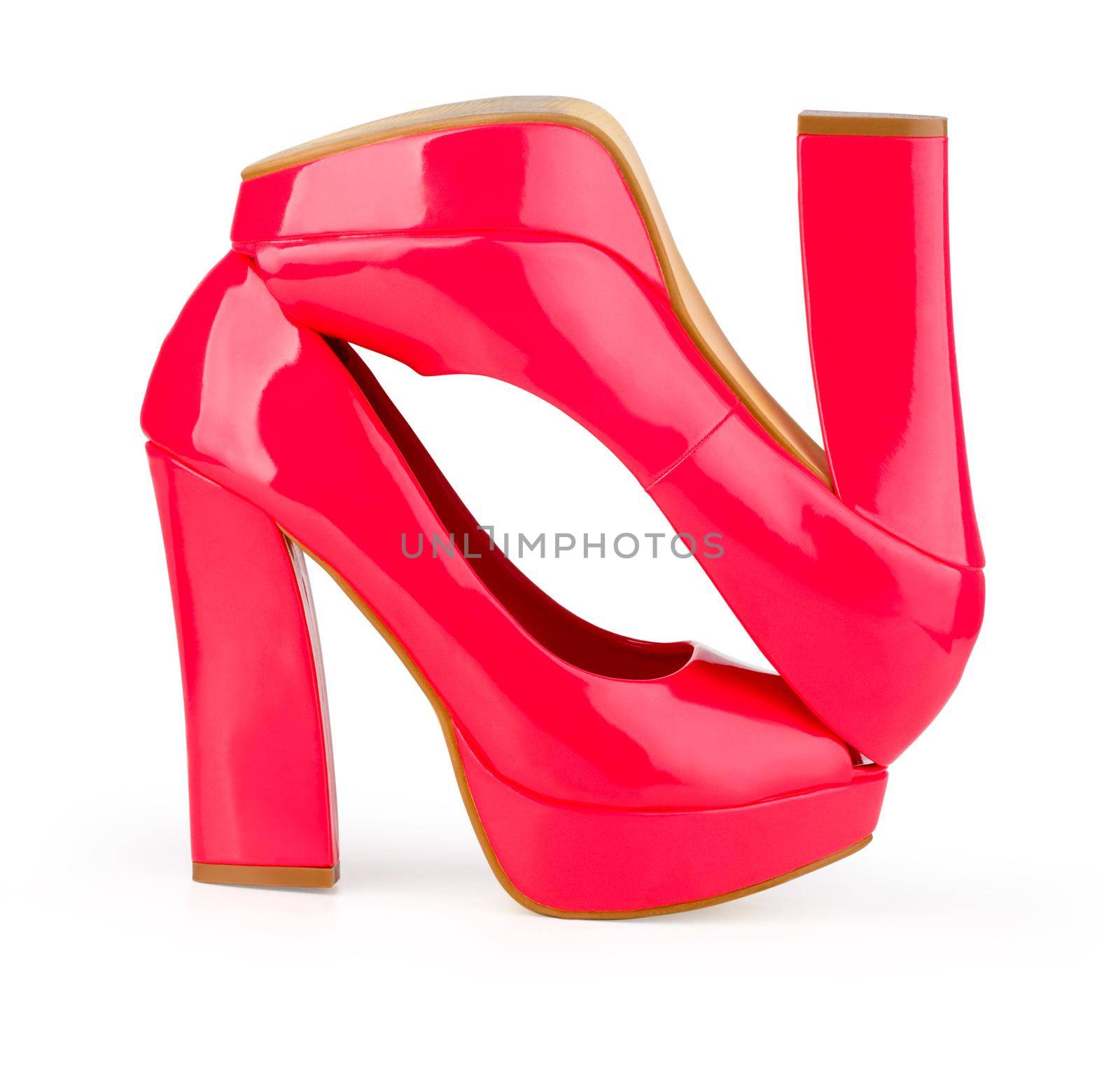 High Heels with inner platform sole, red patent leather