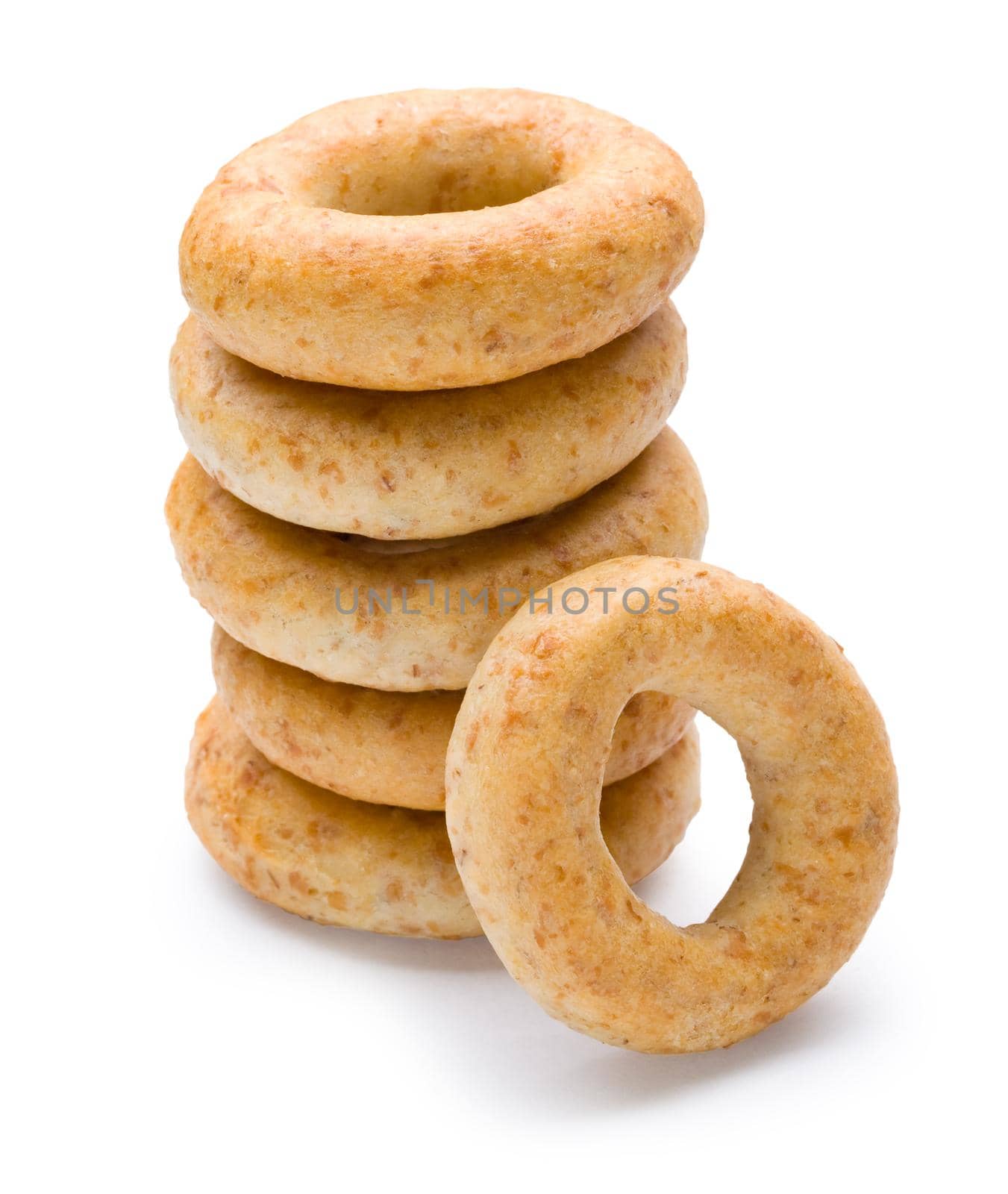 Close up plain doughnuts on white background