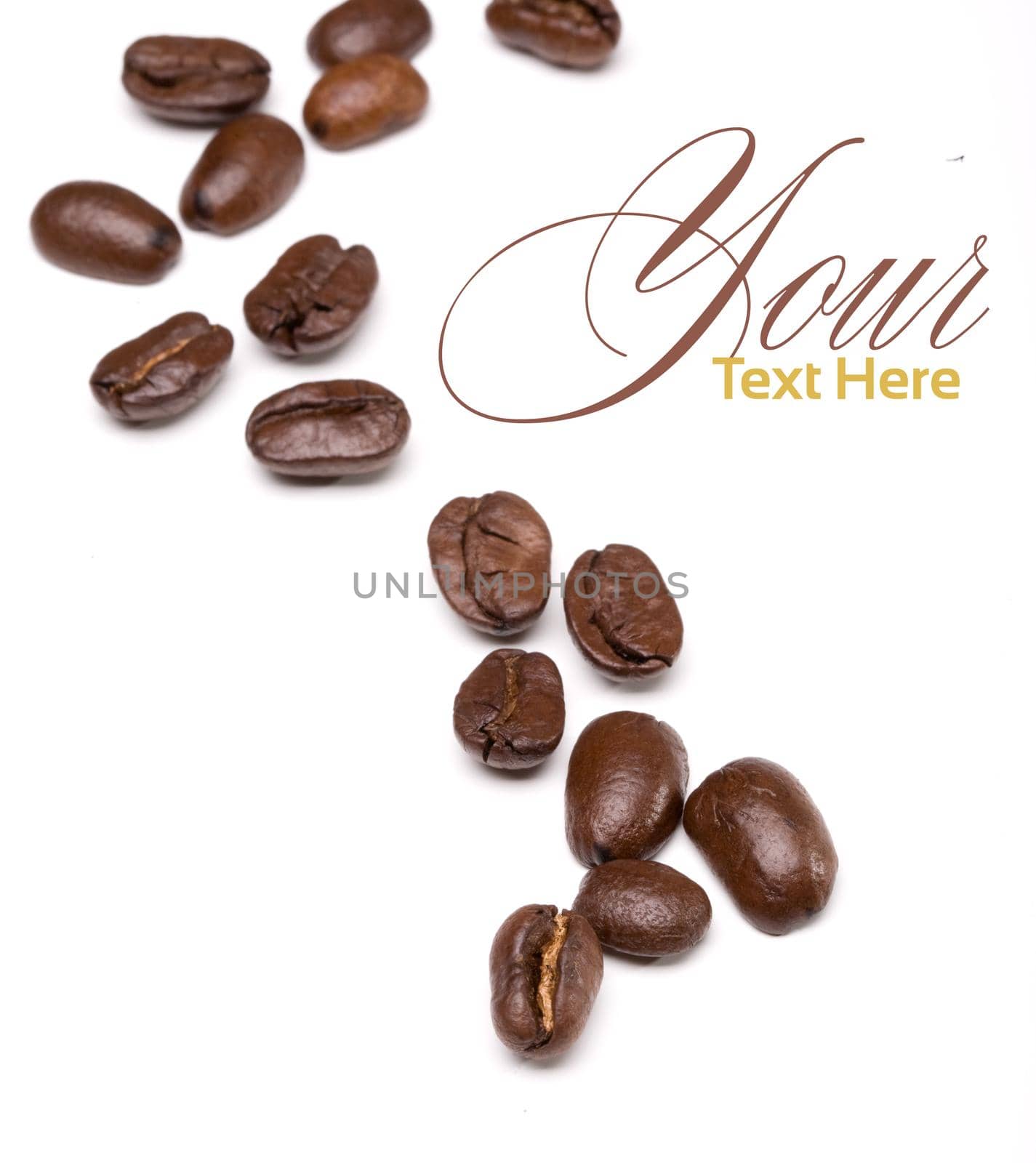 Coffee Beans draw a zigzag line isolated on white.