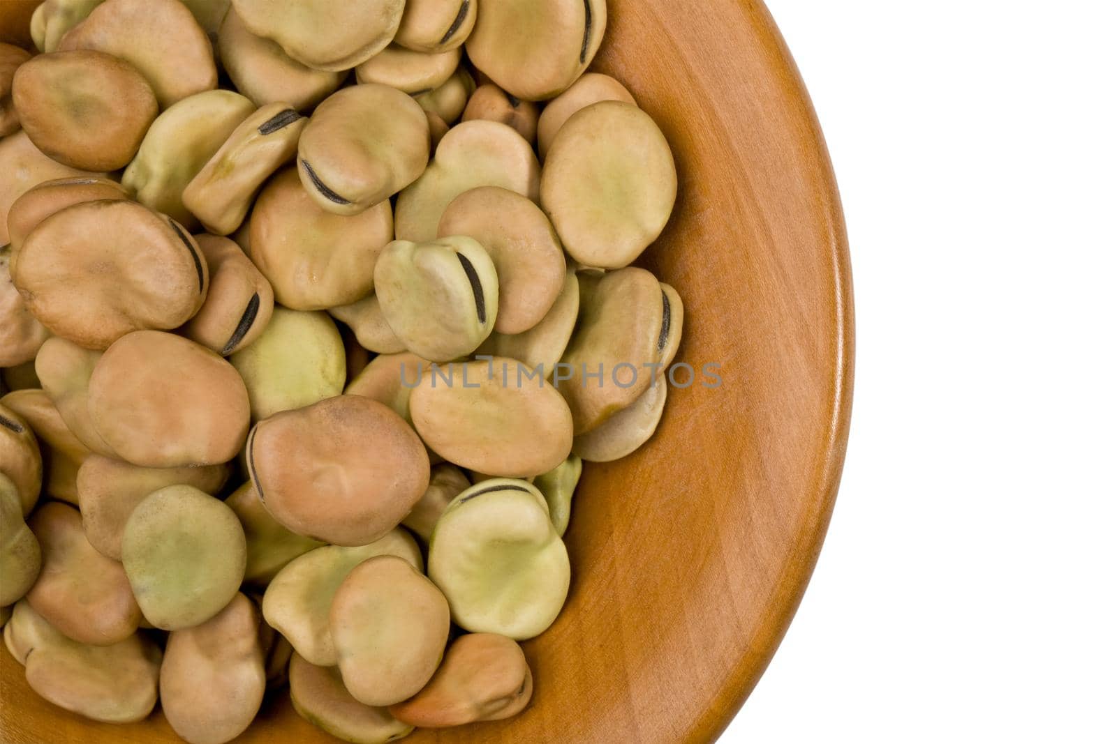  plate with grains beans close-up on white background