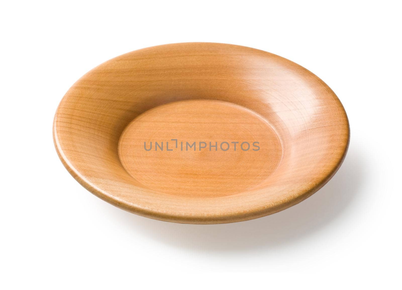 empty wooden plate isolated on white background