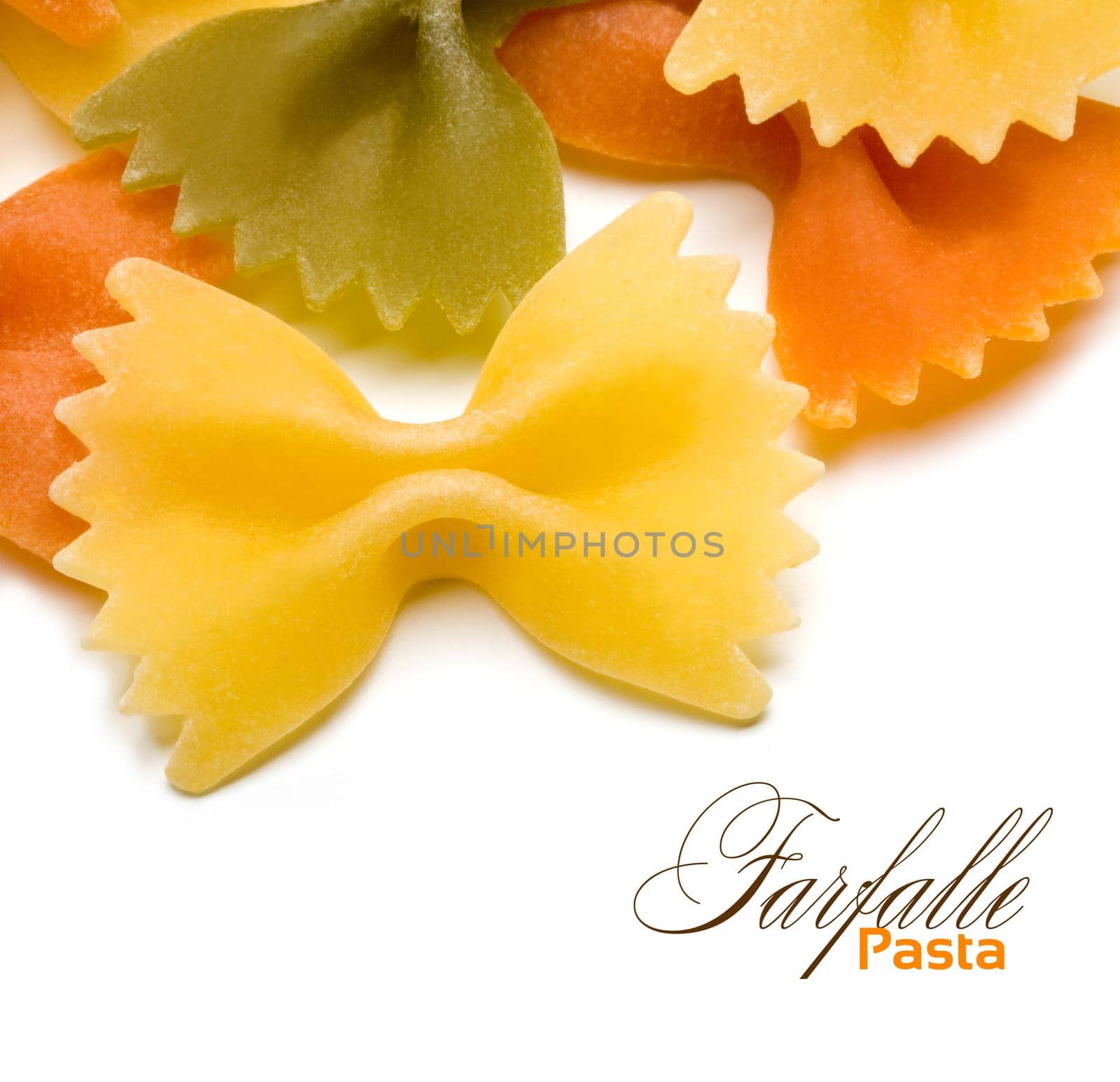 pasta farfallei  on white background