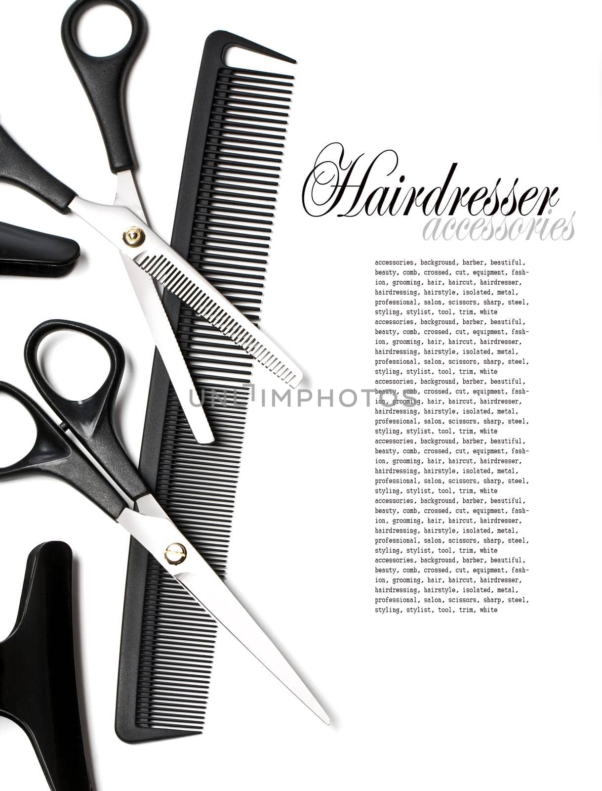 Scissors and Comb for hair isolated on white