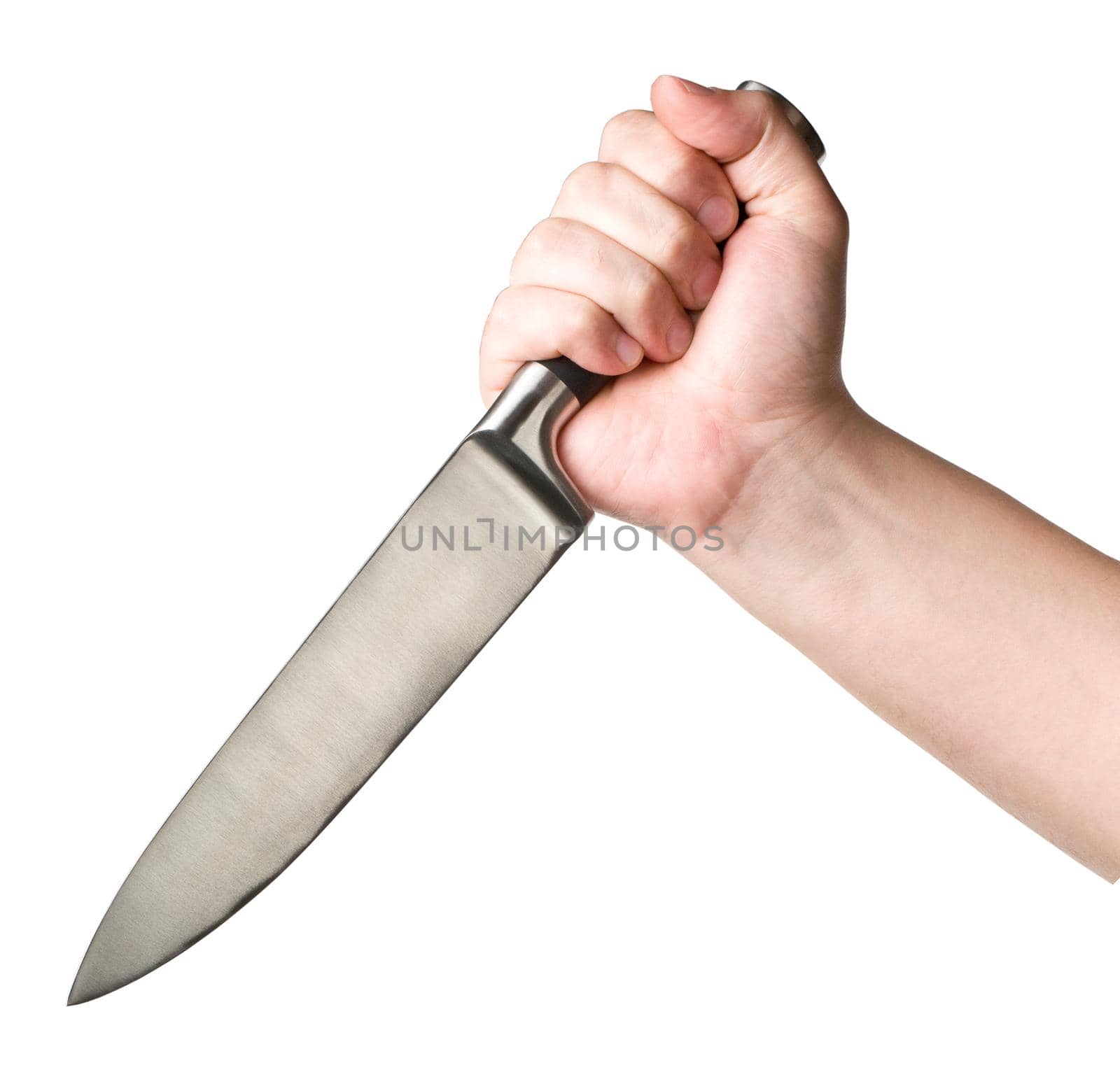 man's hand with a knife isolated